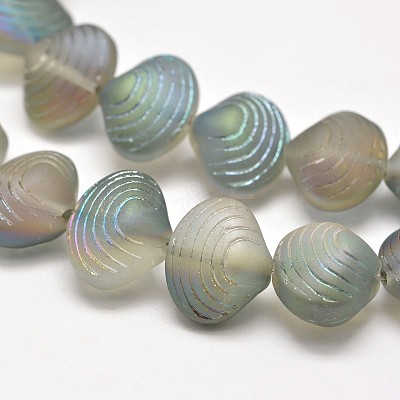 Frosted Electroplate Glass Shell Beads Strands EGLA-M002-B02-1
