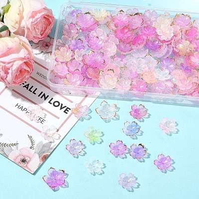 200Pcs 10 Styles Mixed Styles Acrylic Bead Caps OACR-FS0002-51B-1