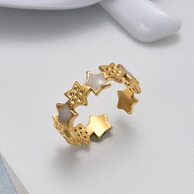 304 Stainless Steel Open Cuff Rings for Women WGA888D-01-1