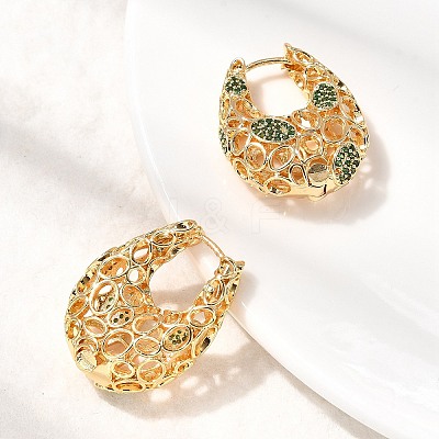 Bag Brass Micro Pave Cubic Zirconia Hoop Earrings EJEW-B148-06G-1