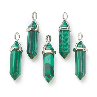 Synthetic Malachite Pointed Pendants G-M378-01P-A13-1