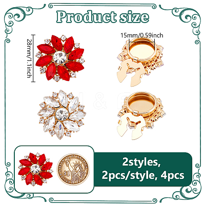 4Pcs 2 Colors Alloy Rhinestone Cufflinks HJEW-NB00213-1