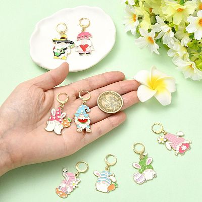 8Pcs Easter Theme Alloy Enamel Pendant Locking Stitch Markers HJEW-FS00101-02-1