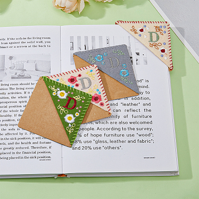 4Pcs 4 Style Felt Embroidery Bookmarks FIND-HY0003-46D-1