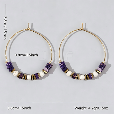 Bohemian Colorful Natural Stone Beaded Hoop Earrings for Women TC8754-4-1
