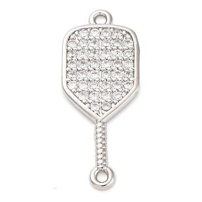 Brass Micro Pave Clear Cubic Zirconia Connector Charms KK-P288-01P-1