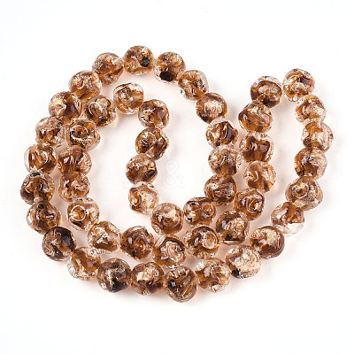 Handmade Gold Foil Glass Beads Strands FOIL-N029-04D-1
