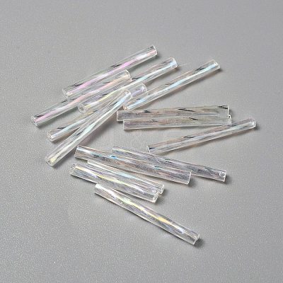 Transparent Colours Rainbow Glass Twist Bugle Beads GLAA-WH0039-11C-1