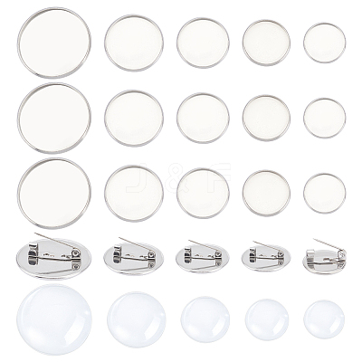 DIY Blank Dome 304 Stainless Steel Brooch Making Kit DIY-UN0056-16-1
