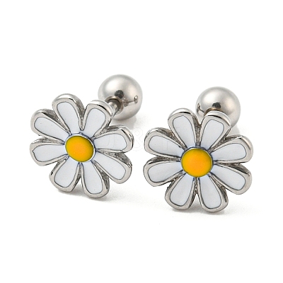 304 Stainless Steel with Enamel Stud Earrings EJEW-Z034-03P-1