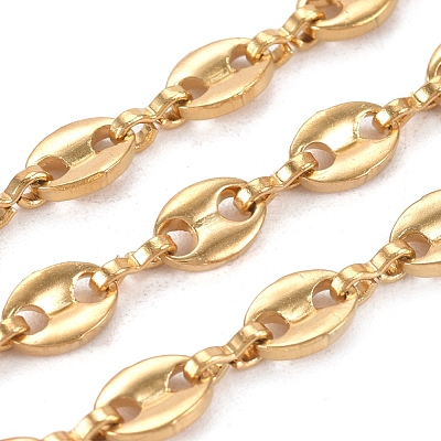 3.28 Feet PVD Vacuum Plating 304 Stainless Steel Coffee Bean Chains X-CHS-G011-14G-1