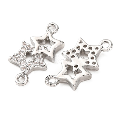 Brass Micro Pave Clear Cubic Zirconia Connector Charms KK-L270-05P-1
