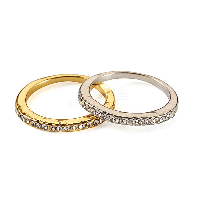 2Pcs 2 Colors Alloy with Crystal Rhinestone Finger Rings RJEW-TADJ0001-01C-1