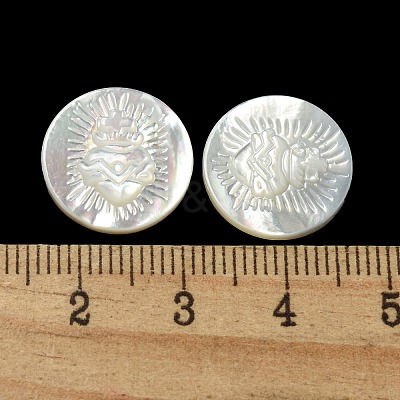 Carved Natural White Shell Cabochons SSHEL-N038-06B-08-1