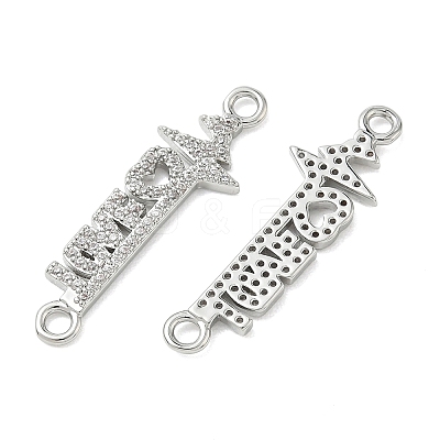 SHEGRACE Brass Micro Pave Clear Cubic Zirconia Connector Charms XGRQ3D373-494P-1