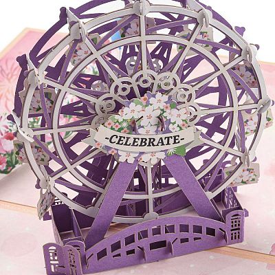 1 Set Rectangle 3D Pop Up Paper Greeting Card AJEW-DJ0002-14C-1
