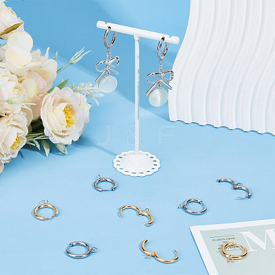 12Pcs 2 Colors 201 Stainless Steel Huggie Hoop Earring Findings STAS-UN0056-80-1