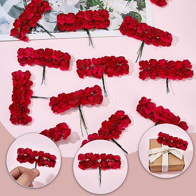 144Pcs Paper Artificial Rose Flower DIY-SP0005-95B-1