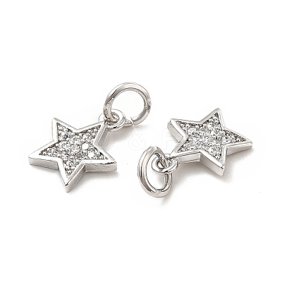 Brass Micro Pave Cubic Zirconia Charms KK-E068-VB247-1