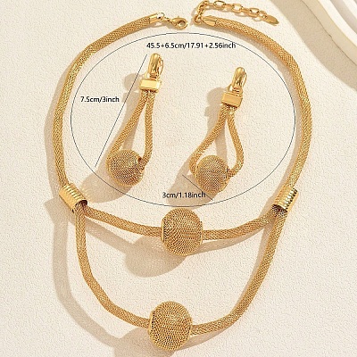 Vintage Iron Hollow Round Pendant Necklace and Earring Set for Women Stylish Jewelry Collection JY4522-1