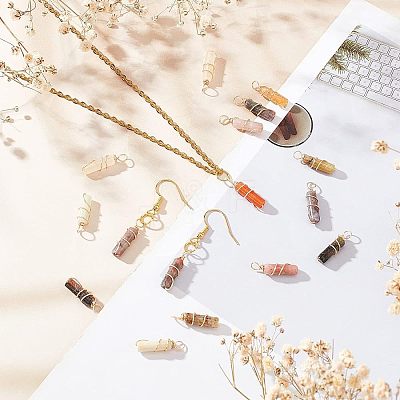 24Pcs 3 Styles Natural Topaz Jade & Plum Blossom Jasper & Jade Pendants FIND-FG0001-61-1