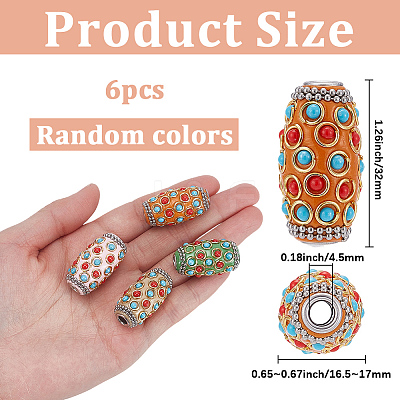 6Pcs Handmade Indonesia Beads IPDL-SP0001-06-1