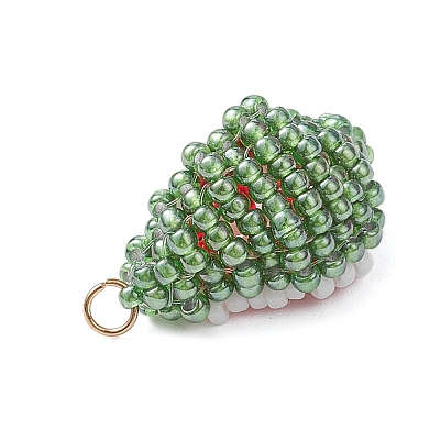 Glass Seed Beaded Fruit Pendants PALLOY-MZ00894-01-1