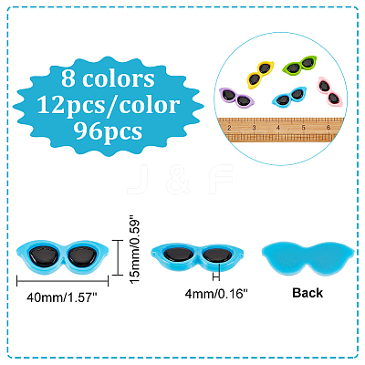 96Pcs 8 Colors Opaque Resin Cabochons RESI-GL0001-04-1