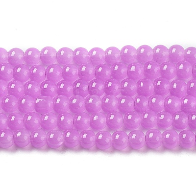 Baking Paint Imitation Jade Glass Round Bead Strands DGLA-Q021-4mm-44-1