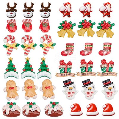 48Pcs 12 Styles Christmas Theme Opaque Resin Cabochons CRES-SC0002-54-1