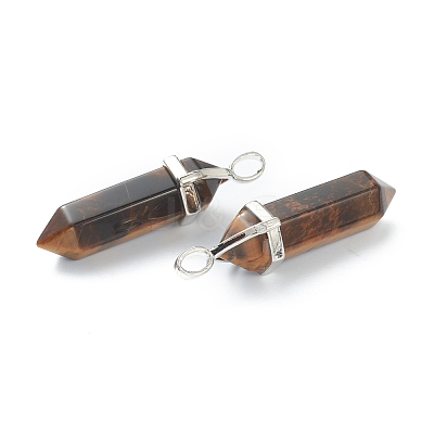 Natural Tiger Eye Pointed Pendants G-M378-01P-A26-1