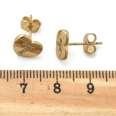 Rack Plating Brass Micro Pave Clear Cubic Zirconia Stud Earrings EJEW-K299-01G-T-1