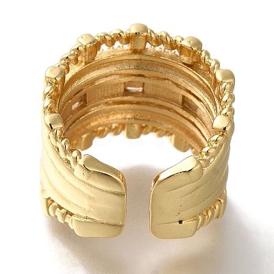 Rack Plating Multi-layer Brass Clear Cubic Zirconia Open Cuff Rings RJEW-S411-23G-1