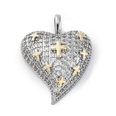 Brass Micro Pave Cubic Zirconia Pendants KK-S510-32GP-08-1