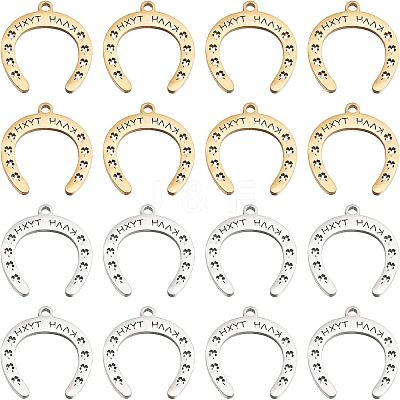 16Pcs 2 Colors 201 Stainless Steel Pendants STAS-CA0001-52-1