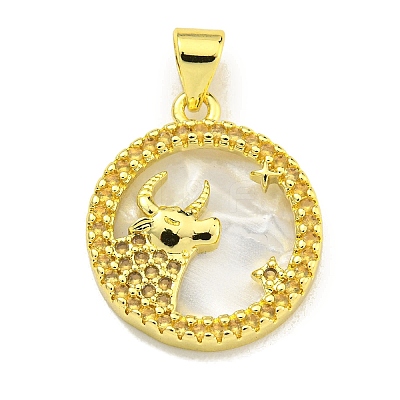Brass Micro Pave Clear Cubic Zirconia Pendants KK-K354-04G-09-1