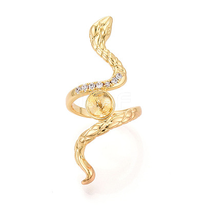 Snake Brass Micro Pave Cubic Zirconia Cup Peg Ring Settings KK-N274-40G-1