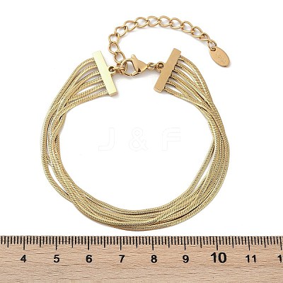304 Stainless Steel Snake Chain Multi-Strand Bracelets For Women BJEW-Z095-01B-G-1