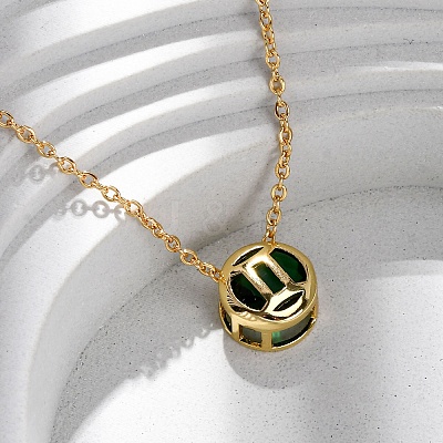 Brass Pave Cubic Zirconia Birth Stone Constellation Pendant Cable Chain Necklaces LS-NJEW-D334-01G-11-1