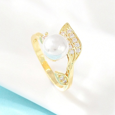 Brass Micro Pave Cubic Zirconia Finger Rings for Women RJEW-D340-02G-01-1