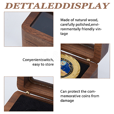 Black Walnut Wood Badge Packing Magnetic Boxes with Acrylic Visible Window Lid CON-WH0095-239B-01-1