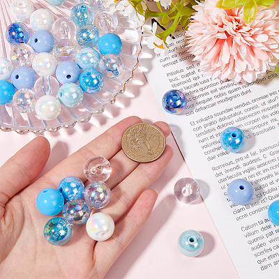 60Pcs 10 Colors Transparent & Opaque Acrylic Beads MACR-SC0001-76C-1