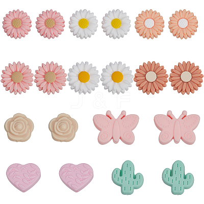 20Pcs 10 Styles Silicone Focal Beads SIL-SP0001-18B-1