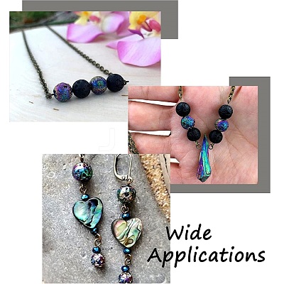 Electroplated Natural Lava Rock Beads Strands X-G-S352-30D-07-1