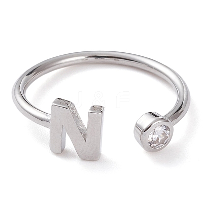 Brass Micro Pave Clear Cubic Zirconia Cuff Rings RJEW-Z005-N-P-1