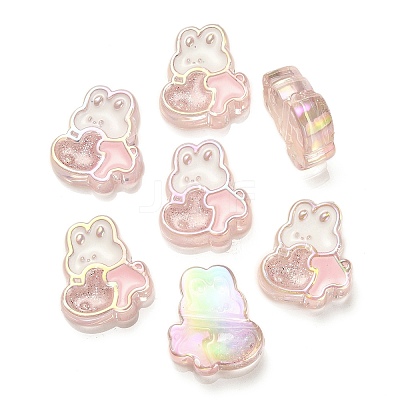 UV Plating Rainbow Iridescent Acrylic Enamel Beads OACR-G012-07A-1