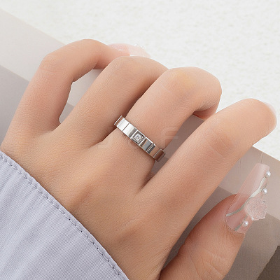 304 Stainless Steel & Cubic Zirconia Finger Rings FS-WG10832-11-1