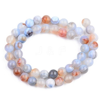 Natural Striped Agate/Banded Agate Beads Strands X-G-S359-137-1