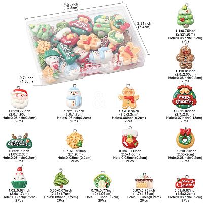 30Pcs 15 Styles Christmas Opaque Resin Pendants CRES-FS0001-33-1