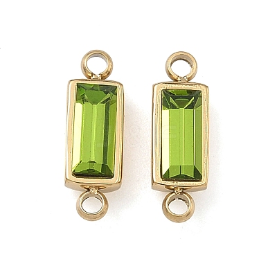 12Pcs 12 Colors Birthstone 304 Stainless Steel Rhinestone Connector Charms STAS-L022-576G-M-1